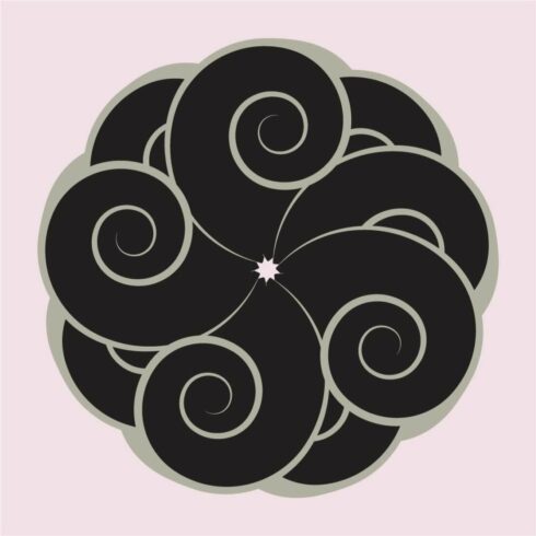 two spiral pattern and background with different colors like black gray and other pink and light green cover image.