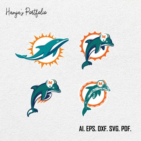 Miami Dolphinns Football SVG ll Sport vector logo set cover image.