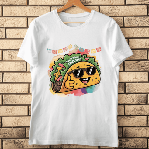 Vibrant Watercolor Splash Taco T-shirt Design cover image.