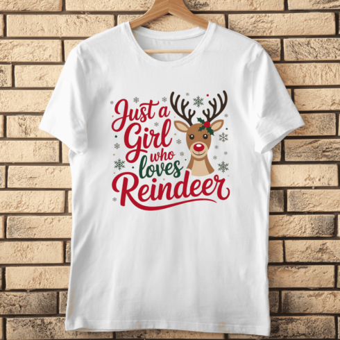 Holiday Reindeer Lover Slogan T-Shirt Design cover image.