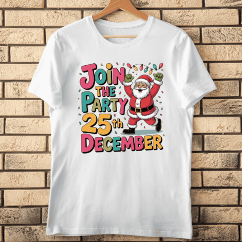 Colorful 25th December Celebration T-Shirt Design cover image.