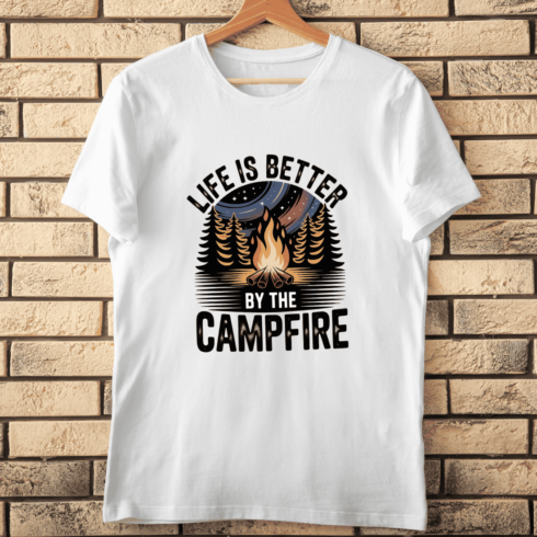 Retro Life Is Better By The Campfire T-shirt Design cover image.