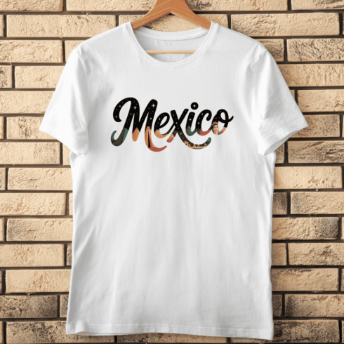 Mexico Typography with Stars and Landmarks T-shirt Design cover image.