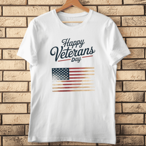 US Flag Veterans Day Celebration Emblem T-Shirt Design cover image.