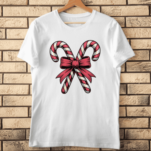Vintage Engraving Style Candy Canes T-Shirt Design cover image.