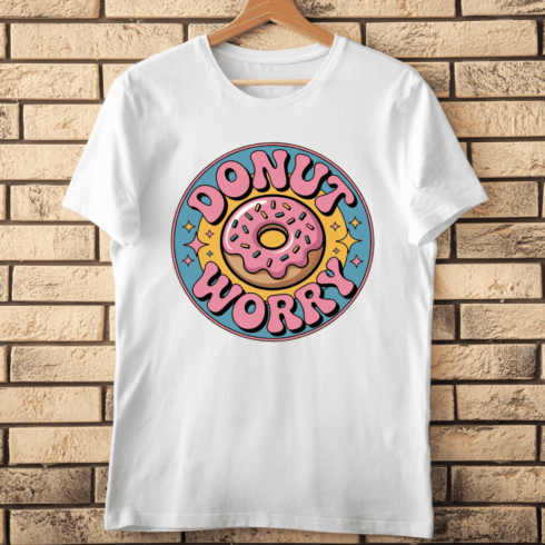 Retro Donut Worry T-Shirt Design cover image.