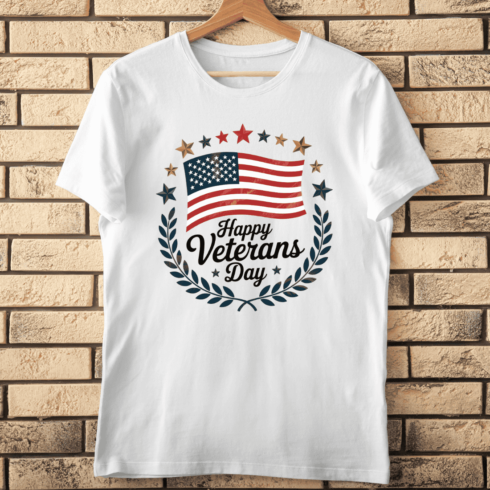 Happy Veterans Day with USA Flag T-Shirt Design cover image.