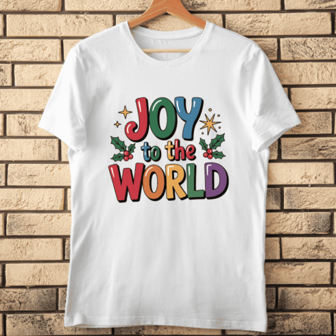 Rainbow Groovy Joy to the World T-Shirt Design cover image.
