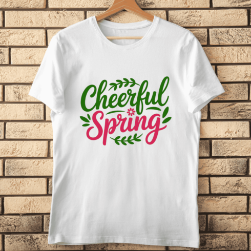 Cheerful Spring Calligraphy T-Shirt Design cover image.