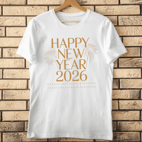 Happy New Year 2026 Minimalist Firework T-Shirt Design cover image.