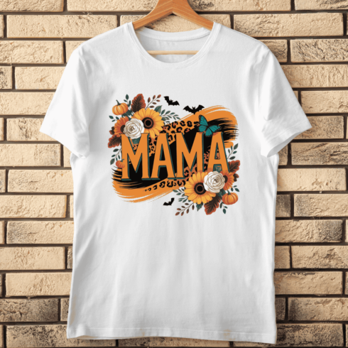 Fall Mama Leopard Print Sunflower T-Shirt Design cover image.
