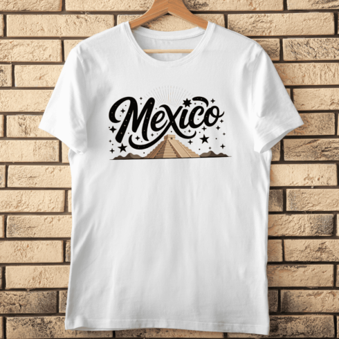 Mexico Text with Pyramid and Culture T-shirt Design cover image.