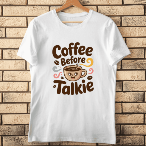 Cute Coffee Quote Retro Typography T-shirt Design cover image.