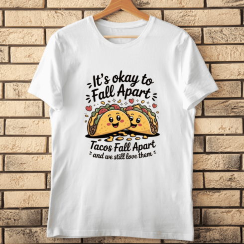 Self-Love Quote Cute Tacos T-shirt Design cover image.