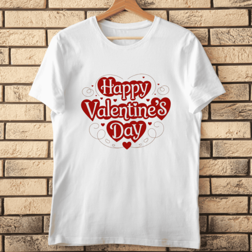 Red Hand Drawn Happy Valentine's Day T-Shirt Design cover image.