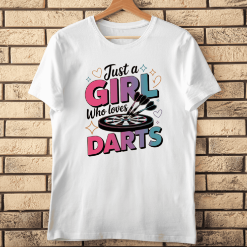 Dartboard and Darts With Fun Retro Lettering T-Shirt Design cover image.
