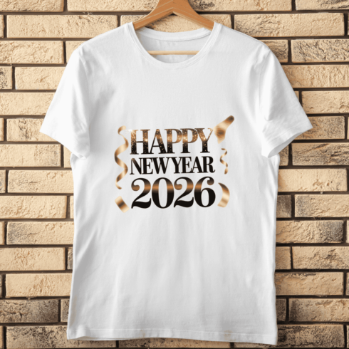 2026 Festive New Year Party Decoration T-shirt Design cover image.