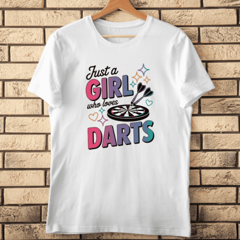Just a Girl Who Loves Darts T-Shirt Design cover image.