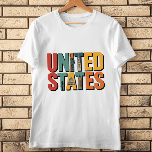 USA Cityscape Typography T-shirt Design cover image.