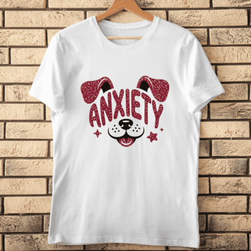 Pink Glitter Text 'ANXIETY' T-Shirt Design cover image.