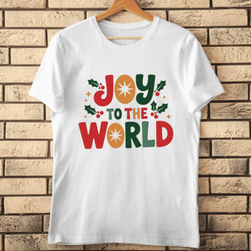 Joy to the World Earth Tones Holiday T-Shirt Design cover image.