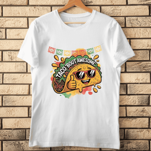 Happy Mexican Food Thumbs Up Taco T-shirt Design cover image.