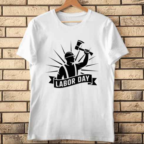 Vintage Labor Day Industrial Worker Icon T-Shirt Design cover image.