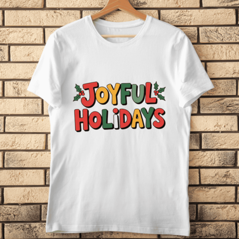 Colorful Happy Holidays Lettering T-Shirt Design cover image.