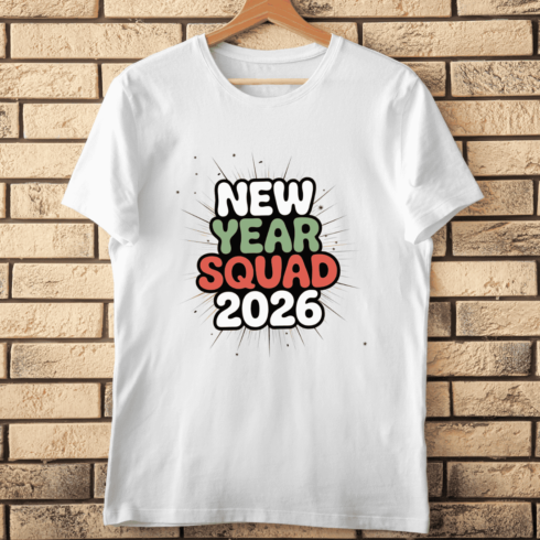 New Year Squad 2026 Group Party T-shirt Design cover image.