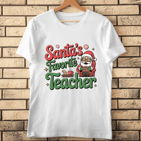 Festive Teacher Life Retro Text T-shirt Design cover image.