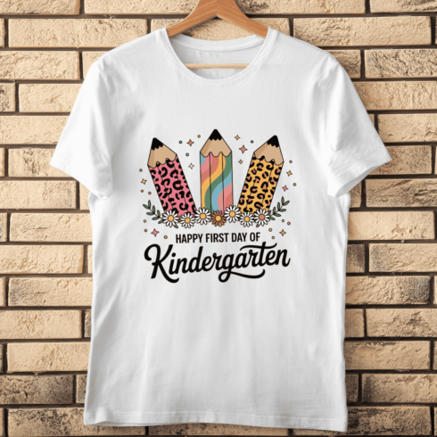 Kindergarten Back to School Cute Pencils T-shirt Design cover image.