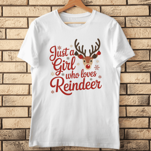 Just a Girl Who Loves Reindeer T-Shirt Design cover image.
