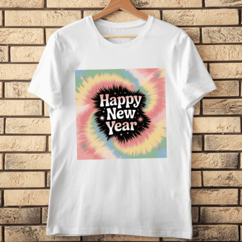 Pastel Rainbow New Year Party T-shirt Design cover image.