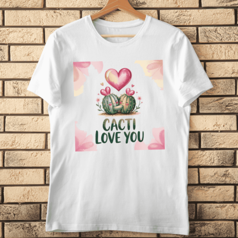 Cute Cactus Couple Valentine's Day T-shirt Design cover image.