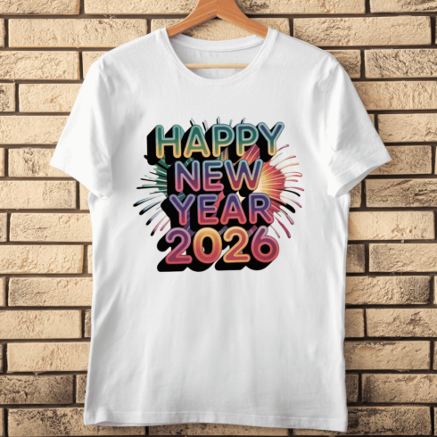 Vibrant 2026 with Fireworks T-Shirt Design cover image.