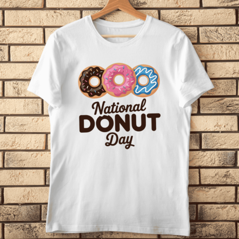 Funny Dessert Chocolate Pink Blue Donuts T-shirt Design cover image.