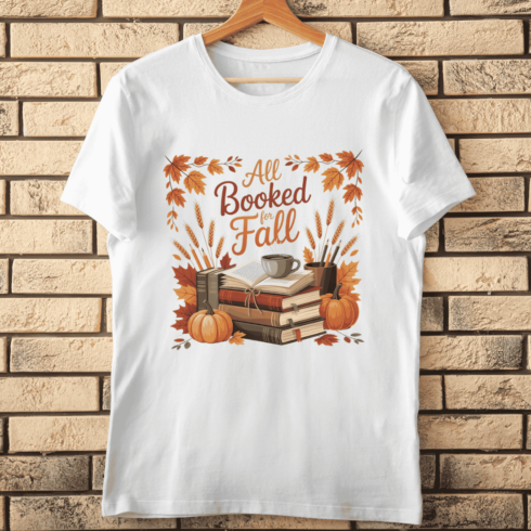 Autumn Bookworm Season T-shirt Design cover image.