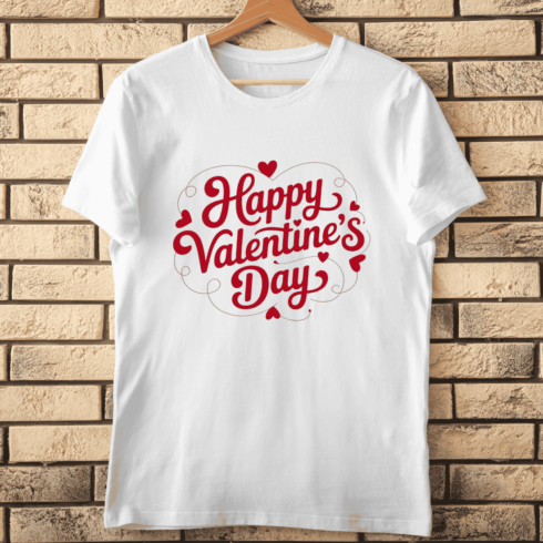 Romantic Valentine Greeting Card Typography T-Shirt Design cover image.
