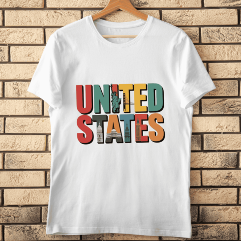 Retro United States Text T-shirt Design cover image.
