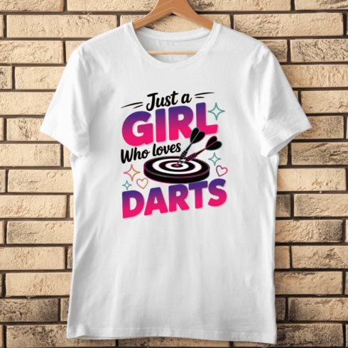 Cute Female Darts Fan Sayings T-Shirt Design cover image.