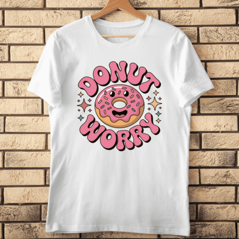 Cute Vintage Donut Worry T-Shirt Design cover image.