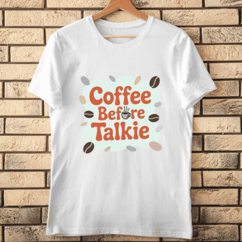 Coffee Before Talkie Groovy Retro T-shirt Design cover image.