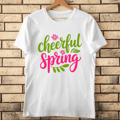 Spring Season Quote with Floral Elements T-Shirt Design cover image.