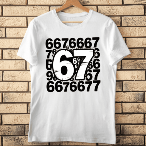 Number 67 Grunge Style T-Shirt Design cover image.