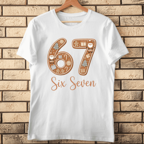 Number 67 Gingerbread Cookie T-Shirt Design cover image.