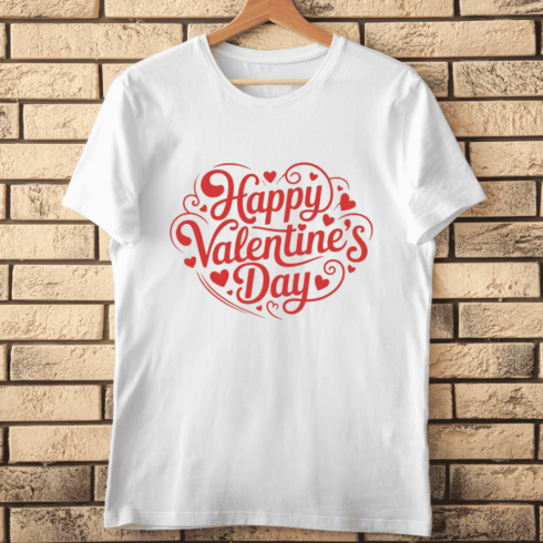 Happy Valentine's Day Swirls T-Shirt Design cover image.