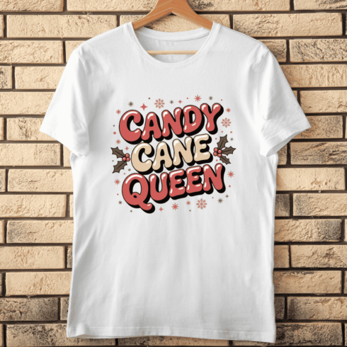Candy Cane Queen Retro T-Shirt Design cover image.
