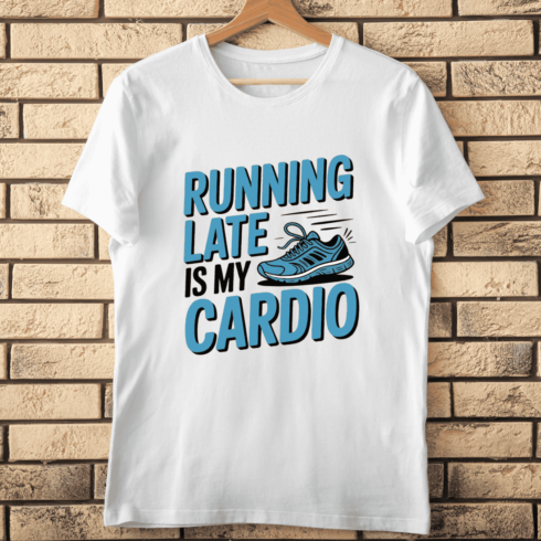 Humorous Cardio Slogan Fitness T-shirt Design cover image.
