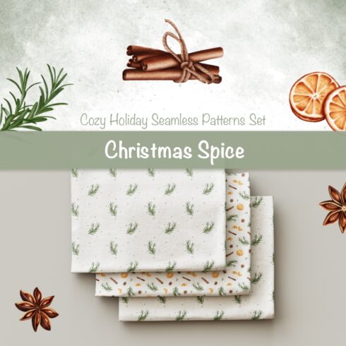 Christmas Spice – Cozy Holiday Seamless Patterns Set cover image.
