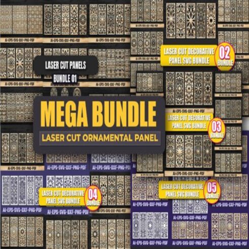 Mega Bundle Laser Cut Ornamental Panel cover image.